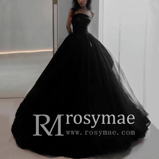 Black Strapless Ball Gown Wedding Dresses and Bridal Gowns