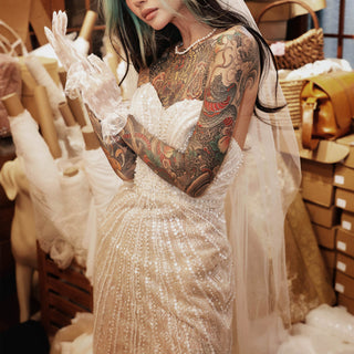 Sweetheart Sparkly Sheer Sheath Wedding Dress with Leg Slit