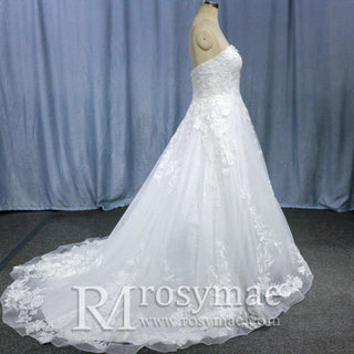 Vintage A-Line Strapless Sweetheart Neck Wedding Dress