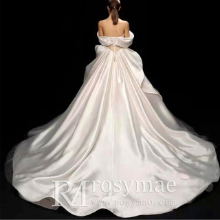 Off the Shoulder Sheer Bodice Ruffle Bridal Wedding Dress Ballgown