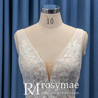 gorgeous wedding dress with a plunging neckline