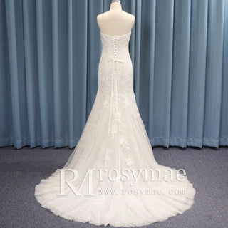 Modest Spaghetti Strap Mermaid Lace Bridal Wedding Dress