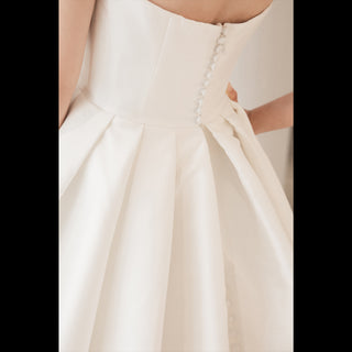 Low Back Strapless Satin A-line Wedding Dress with Beading