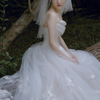 Strapless Tulle Custom Lace Wedding Dresses and Bridal Gowns