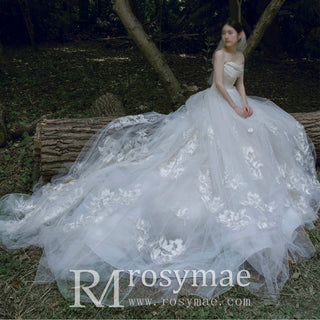Strapless Tulle Custom Lace Wedding Dresses and Bridal Gowns