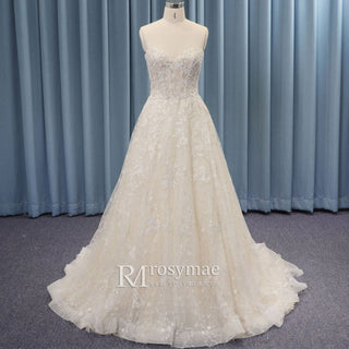 Strapless Sweetheart Lace A-line Wedding Dress