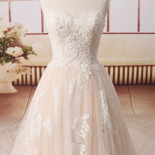 Princess Strapless Puff Ball Gown Wedding Dress with V neck
