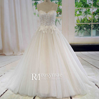 Strapless Sweetheart Neckline Tulle Lace Ball Gown Wedding Dress