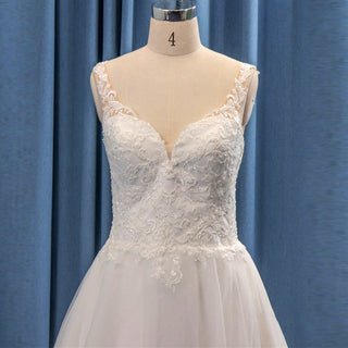Tank Top V-neck Tulle A-line Bridal Gowns Wedding Dresses
