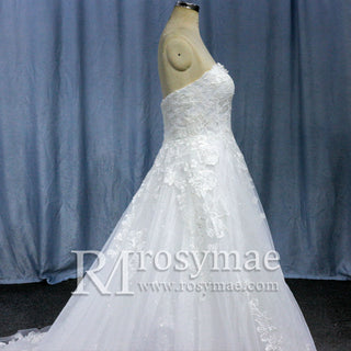 Vintage A-Line Strapless Sweetheart Neck Wedding Dress